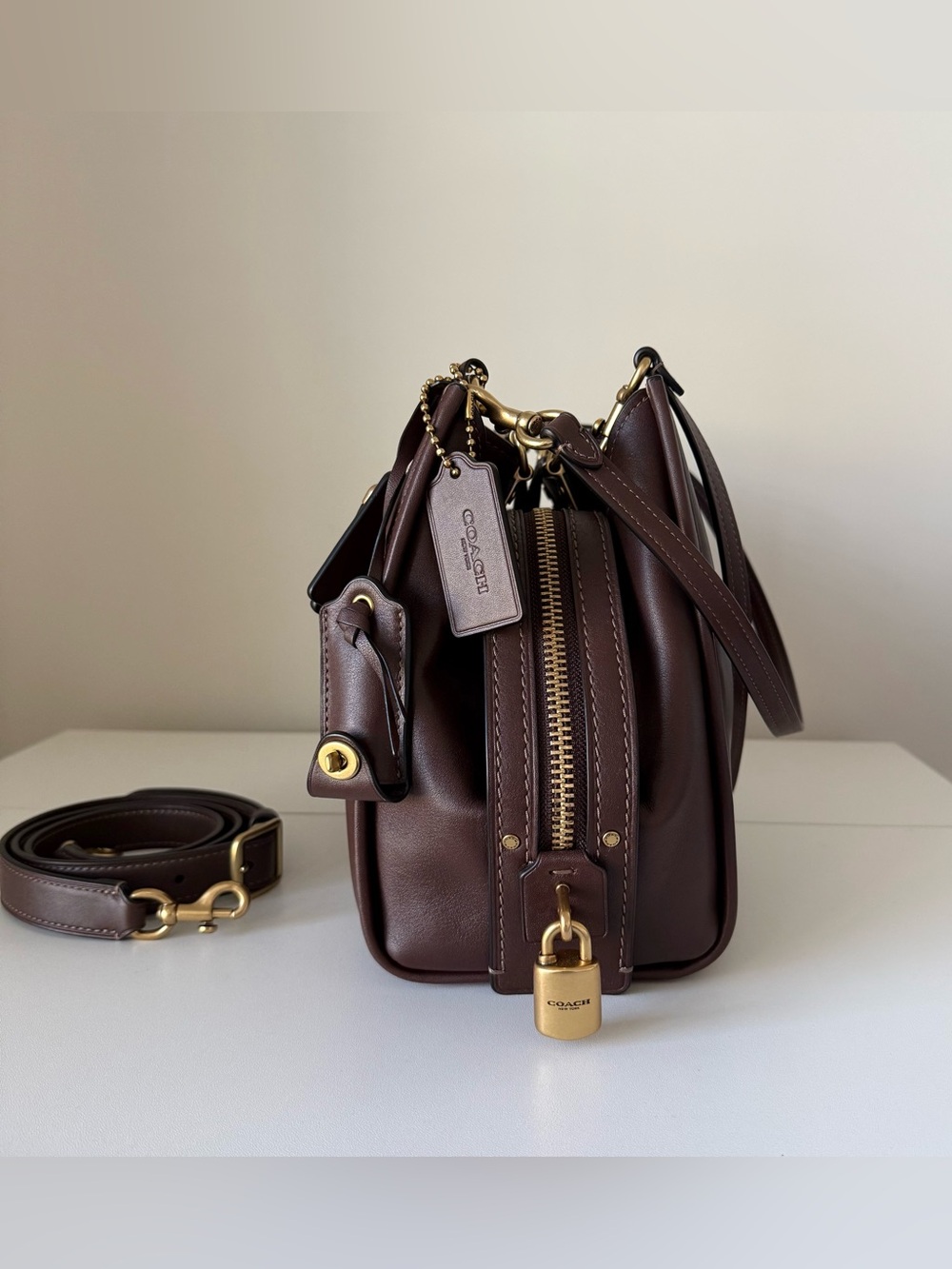 Coach Rogue 31 Leather Satchel in Maple - Picture 4 of 9
